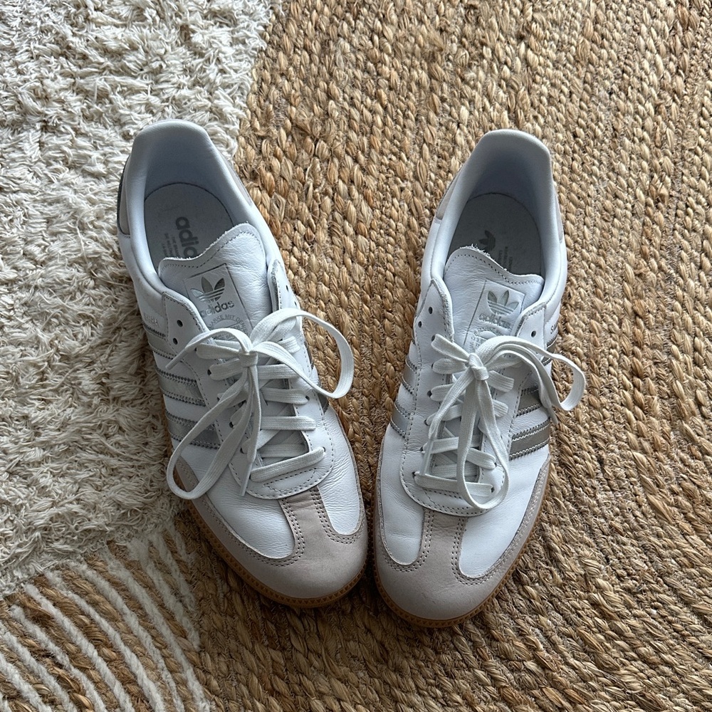 Adidas Classic White and Tan Sneakers